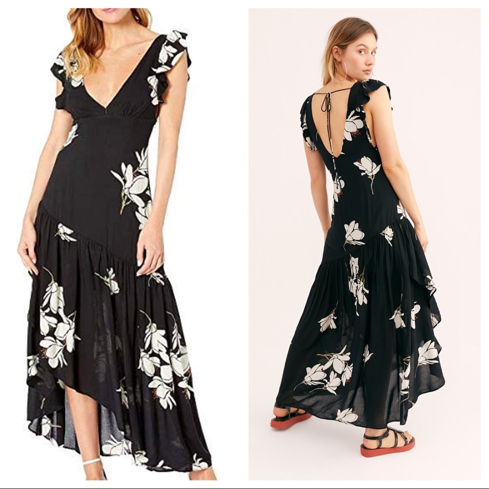 Free People Waterfall Charcoal Maxi Dress
